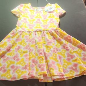 Dot Dot Smile Yellow and Pink Puff Sleeve Sundress